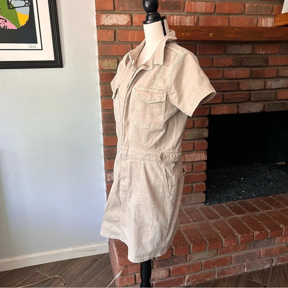 Good American Fit For Success Denim Utility Dress in Khaki Sz XL - Picture 6 of 11